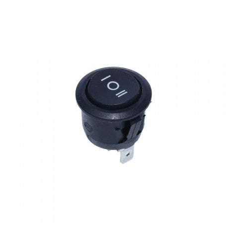Intrerupator rotund 3 pozitii I-0-II negru, profil lateral cu terminal metalic inferior