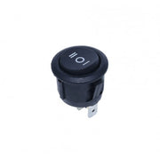 Intrerupator basculant rotund 3 pozitii I-0-II, 220V 3A, negru, montaj in orificiu 20mm