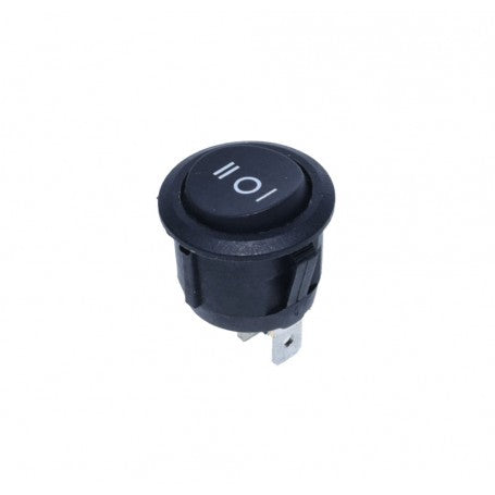 Intrerupator basculant rotund 3 pozitii I-0-II, 220V 3A, negru, montaj in orificiu 20mm