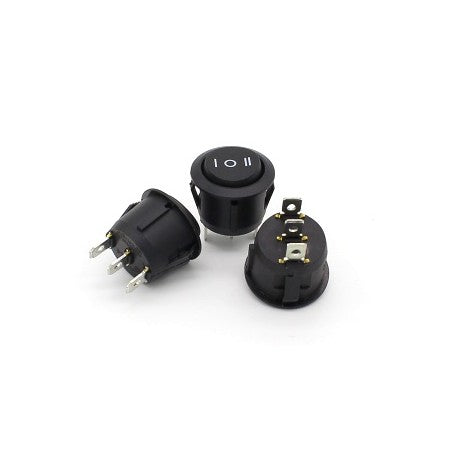 Set 3 bucati intrerupator basculant rotund negru, vederi multiple fata si spate