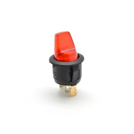 Buton basculant maneta ON/OFF cu LED rosu 12V 5A, montaj panou, 3 papuci contact