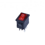 intrerupator basculant ON-OFF 220V cu LED rosu, 4 terminale, dimensiuni 21x15mm