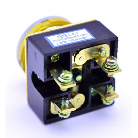 Buton ciuperca industrial, bloc contacte NC cu 4 borne surub, carcasa neagra