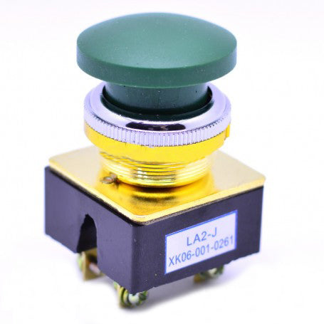 Buton push ciuperca verde 5A fara retinere, contact NC momentan, inel filetat 36mm, corp ignifug