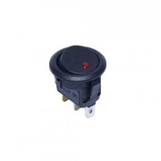 Buton rotund ON-OFF 12V 20A cu LED rosu integrat, diametru 22mm, montaj panou 20mm