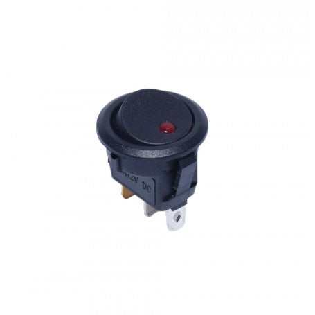 Buton rotund ON-OFF 12V 20A cu LED rosu integrat, diametru 22mm, montaj panou 20mm