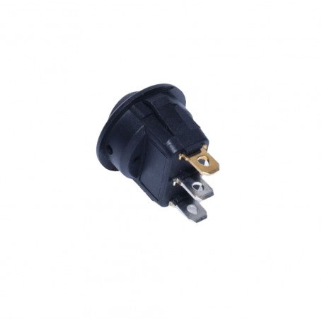 Buton rotund ON-OFF 12V 20A, vedere spate cu 3 contacte metalice pentru conectare
