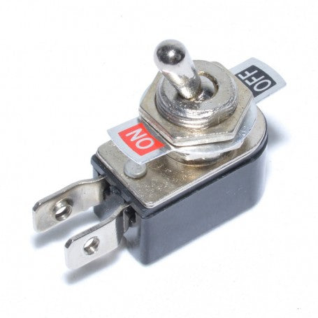 intrerupator basculant ON/OFF 2 contacte, 3A 250V AC, maneta metalica si etichete pozitie vizibile