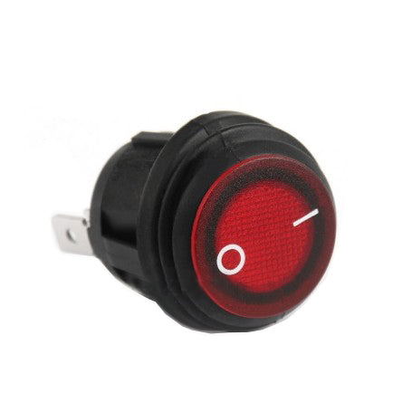 Intrerupator buton ON-OFF rotund cu LED rosu, 220V/3A, diametru 25mm, protectie cauciuc impermeabil