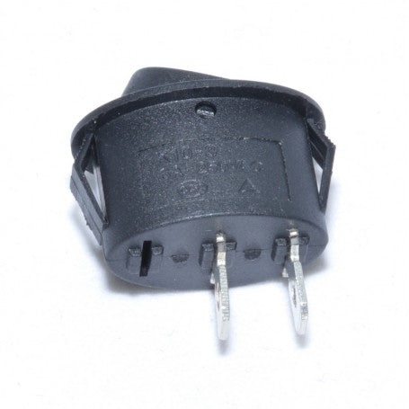 Intrerupator oval ON/OFF vedere spate, terminale metalice pentru conectare, 250V 6A