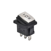 Intrerupator basculant dreptunghiular 3 pozitii, 6A 250V, capac inox, LED rosu, terminale rapide