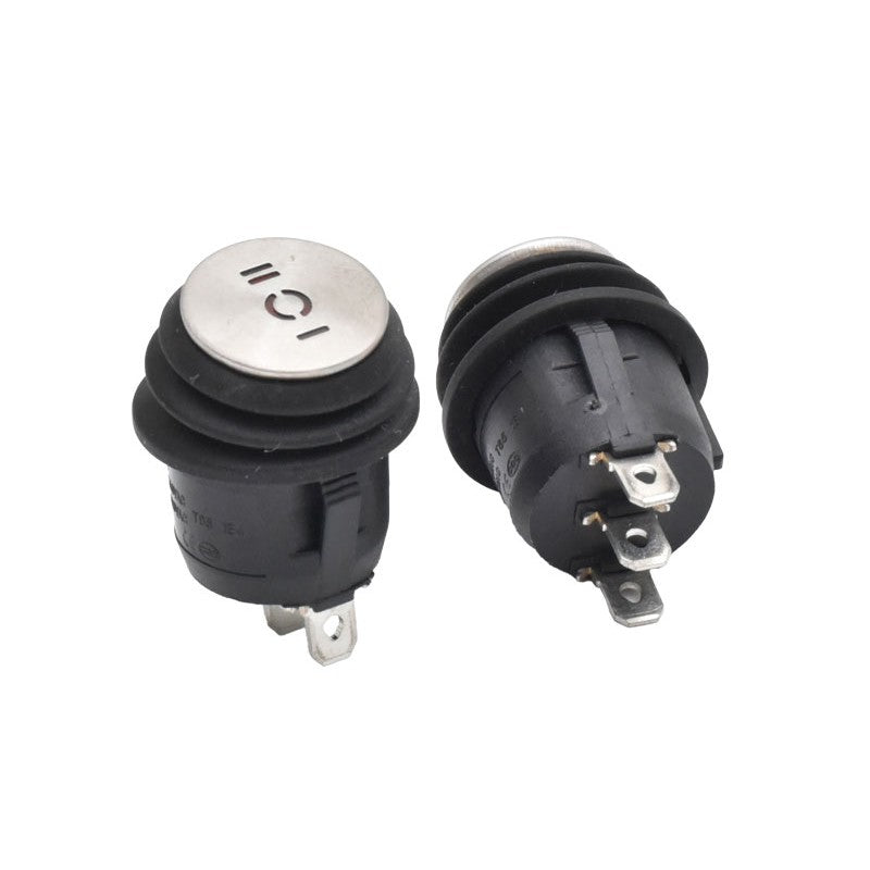 Intrerupator rotund IP67 cu capac inox - vedere fata si spate cu terminale electrice