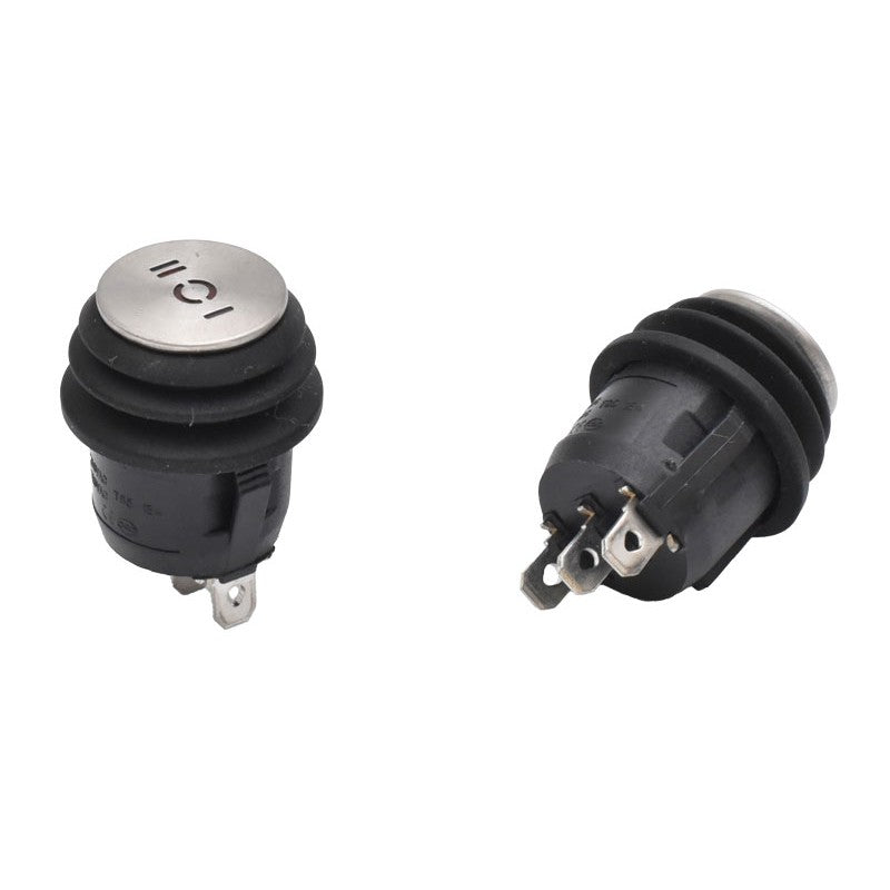 Buton rotund 3 pozitii cu cauciuc protector si terminale metalice, vedere laterala comparativa