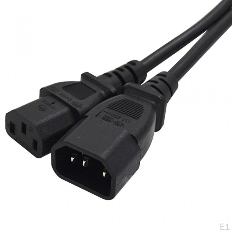 Cablu alimentare C14-C13 cu conectorii mama si tata vizibili in prim-plan, 10A 250V