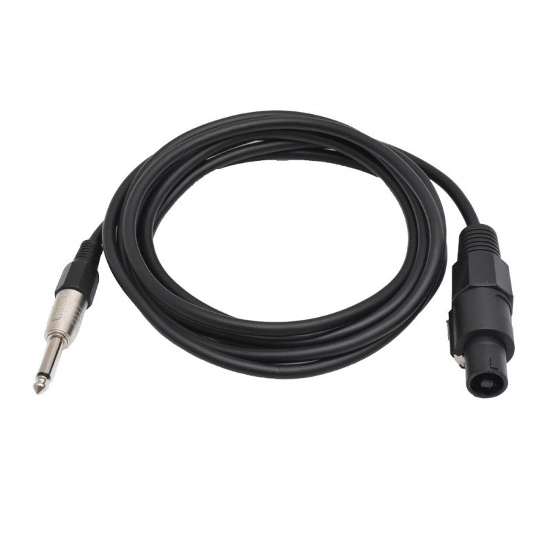 Cablu audio Speakon - Jack 6,3mm, vedere laterala cu conectori vizibili clar
