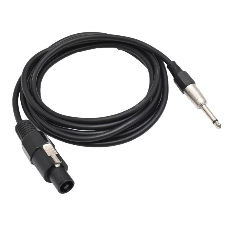 cablu audio Jack 6.3mm mono la Speakon tata, manta cauciuc 6mm, lungime 5m, pentru amplificatoare si boxe pasive