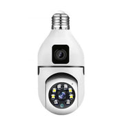Camera supraveghere dubla dual view PTZ 360 grade, montaj fasung E27, dual lens, vedere nocturna LED