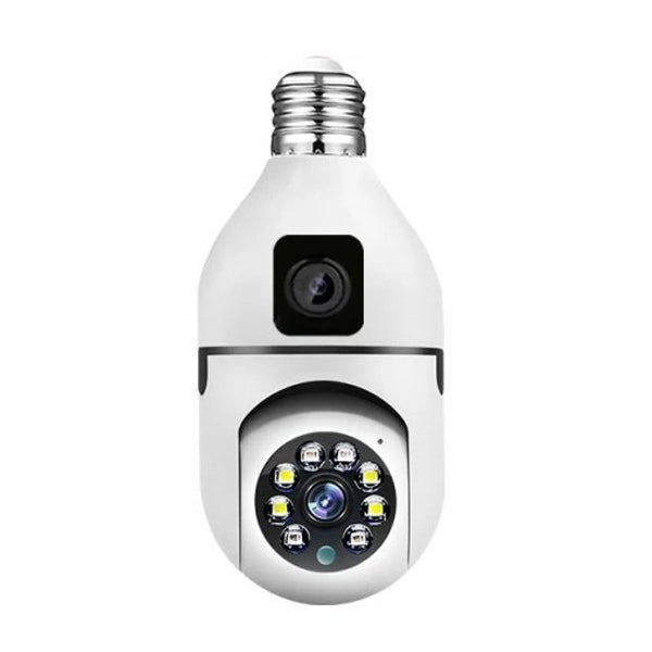 Camera supraveghere dubla dual view PTZ 360 grade, montaj fasung E27, dual lens, vedere nocturna LED