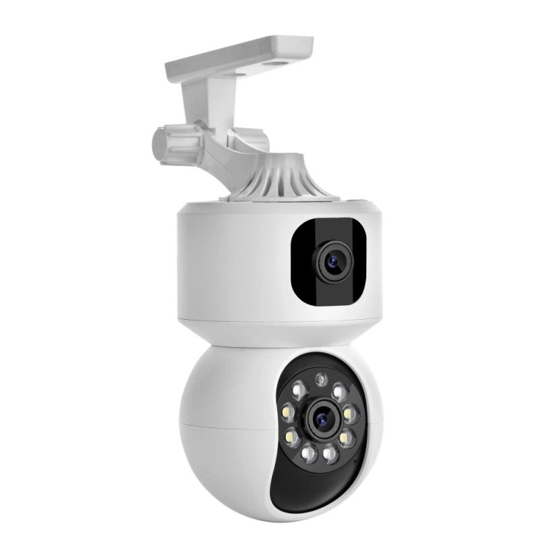 Camera supraveghere dubla lentila 4MP PTZ WiFi, rotire 360 grade, vedere nocturna LED si infrarosu