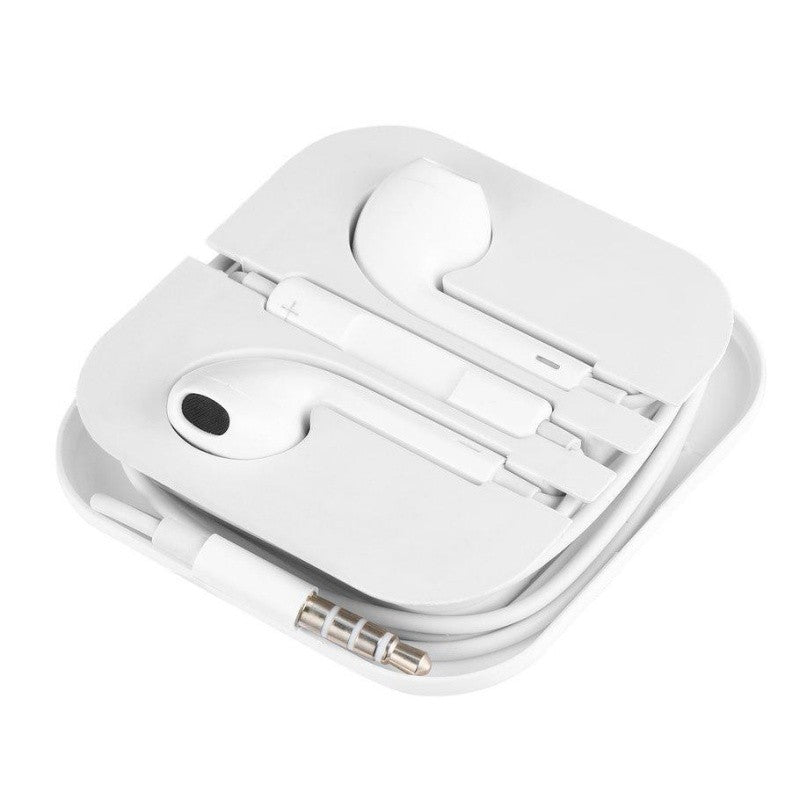 Casti audio cu microfon si jack 3.5 mm, cablu 120 cm, control volum pe fir, design ergonomic tip dopuri, albe