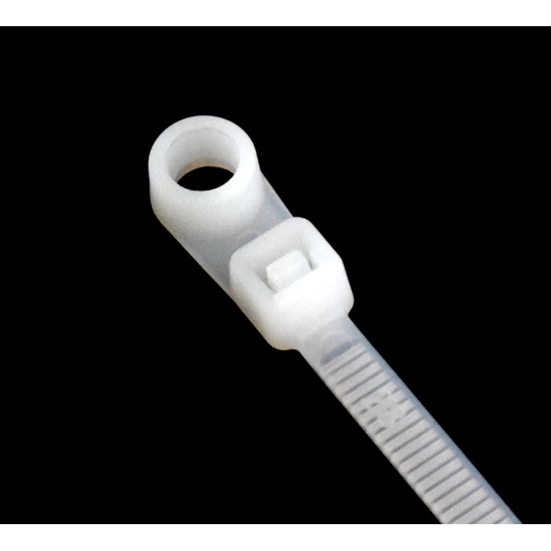 Colier plastic cu cap montabil, prim-plan gaura de fixare si mecanism de blocare