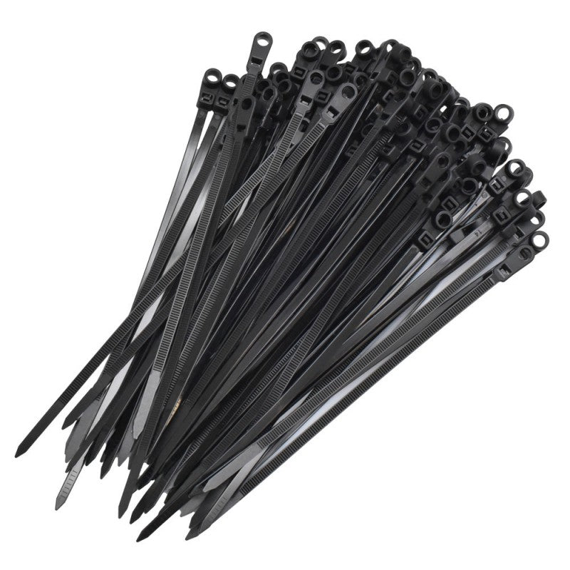 Set 100 coliere plastic negre cu cap montabil, 5x150mm, pentru organizare cabluri