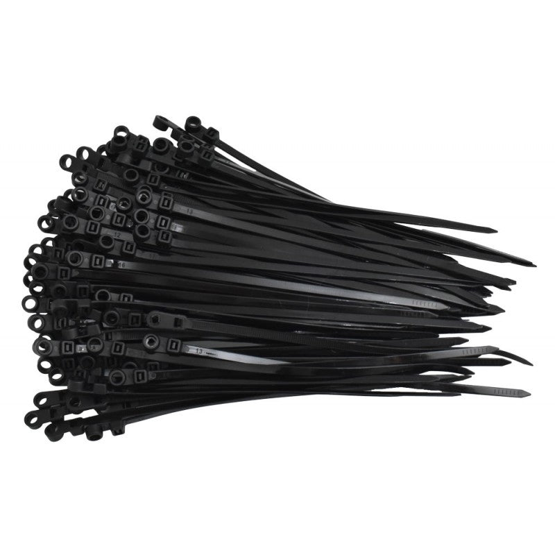 Coliere plastic negre cu cap montabil 5x200mm, set 100 bucati vazute in gramada