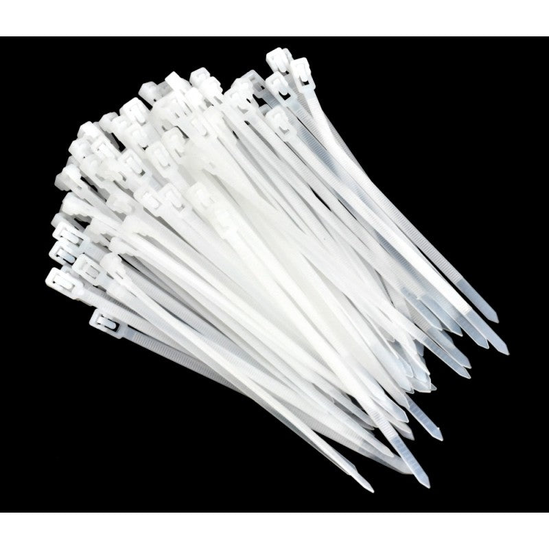 Set 100 coliere plastic albe reutilizabile pentru fixare cabluri si organizare instalatii