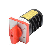 Comutator rotativ 4 came 20A 4kW, 3 pozitii 1-0-2, carcasa neagra cu maneta rosie