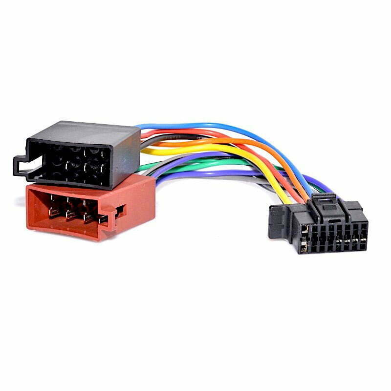 Conector ISO auto 16 pini Sony, cablu multicolor 20 cm, mufa negra si rosie pentru sistem audio aftermarket