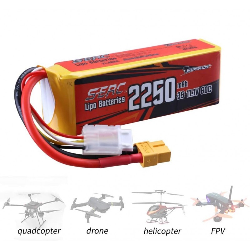 conector XT60 montat pe acumulator LiPo, compatibil drone, quadcopter, helicopter, FPV