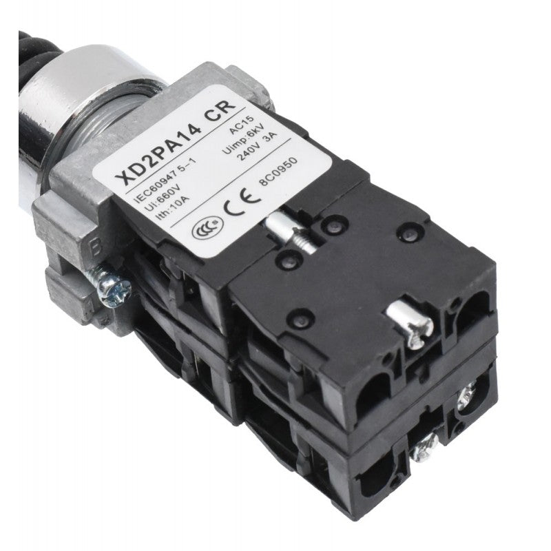 Joystick industrial cu retinere, detaliu bloc contacte NO-NO, 240V 3A, borne cu surub