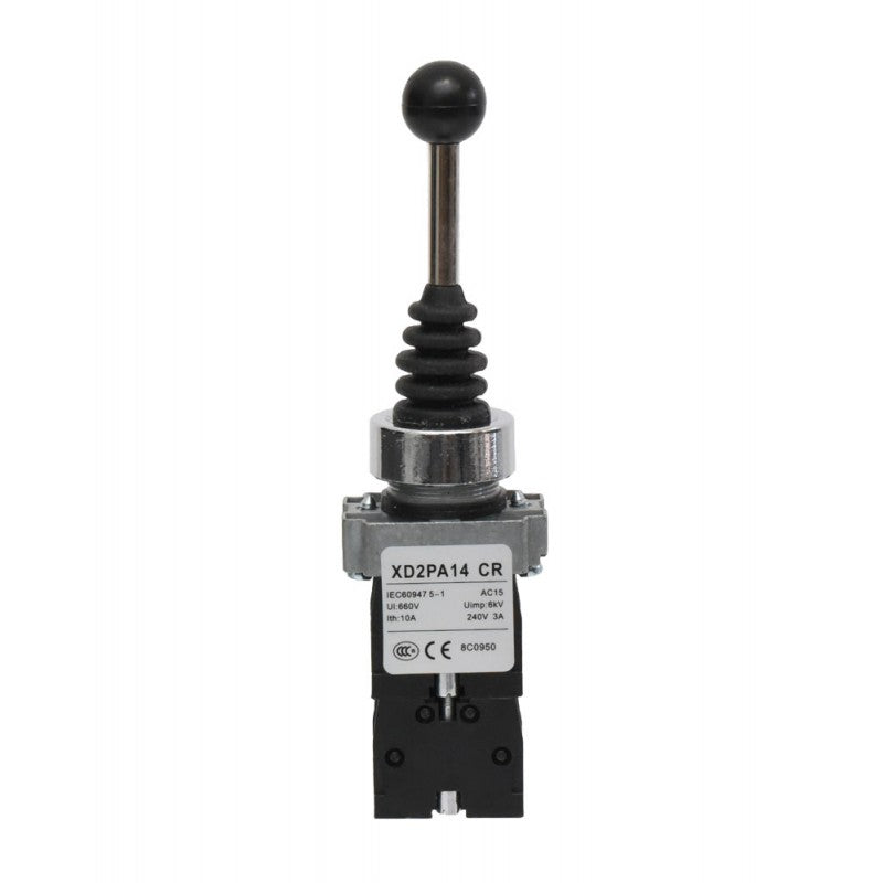 Joystick industrial 4 pozitii cu retinere, montaj 22mm, 3A 240V, constructie metalica
