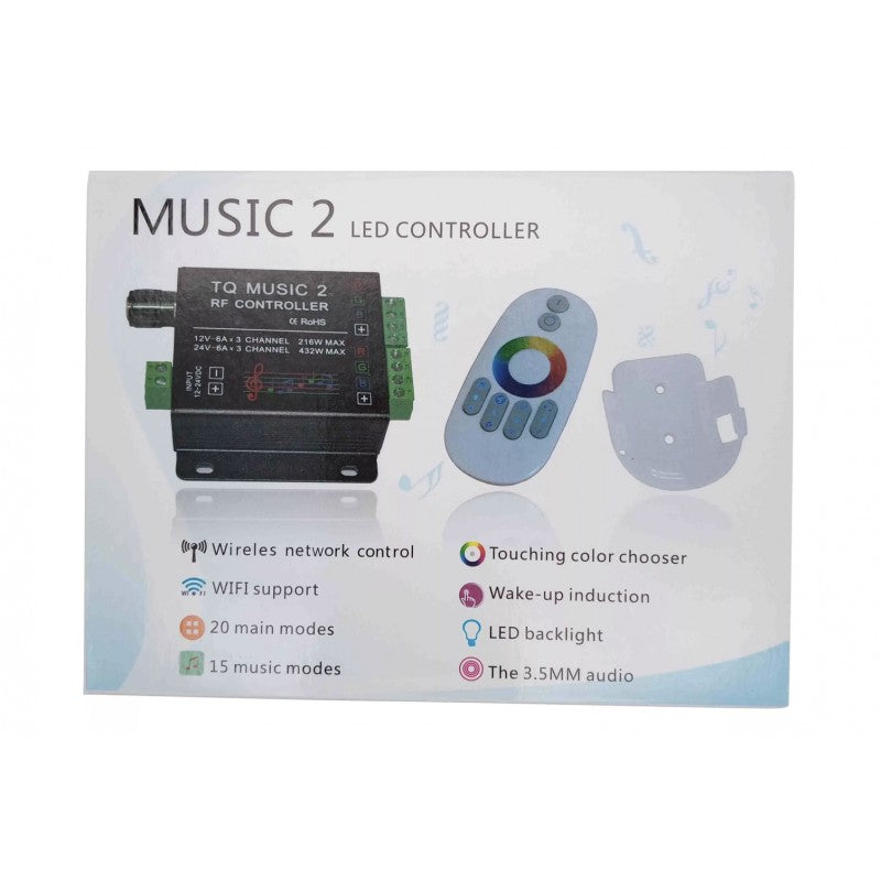 Controller LED RGB RF 15 moduri muzicale si 20 moduri principale, suport Wifi si audio 3.5mm