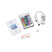 Controller WiFi RGB smart cu telecomanda IR 24 taste, 5V-28V, max 100W, kit complet cu conector 4 pini si adeziv 3M