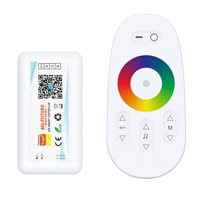 Controller smart RGBW WiFi 2.4G cu telecomanda touch RF, compatibil benzi LED DC 5-24V