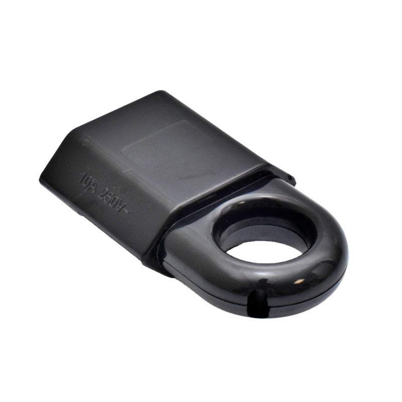 Cupla plata neagra cu inel, vedere laterala cu inscriptia 10A 250V