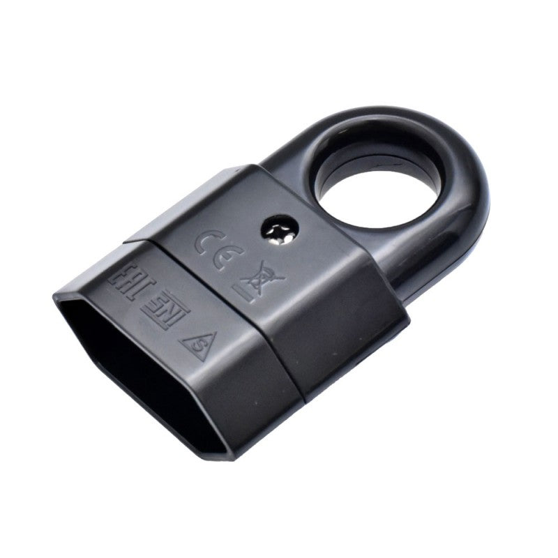 Cupla plata neagra cu inel 10A, 250V, IP20, din plastic ABS, pentru cabluri electrice casnice