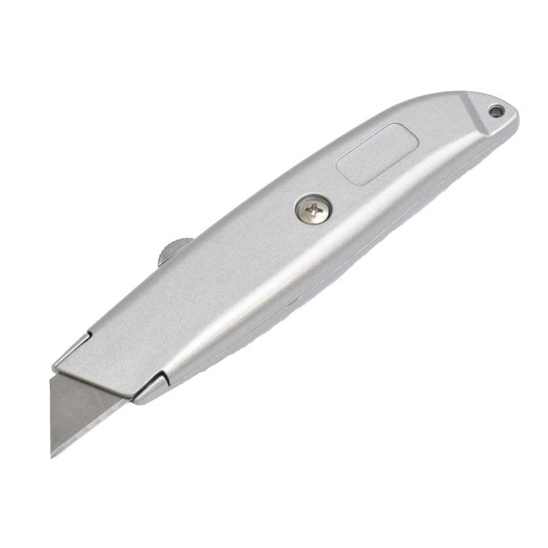Cutter profesional metalic cu lama retractabila, corp din aluminiu, lungime 16 cm, 3 pozitii de blocare