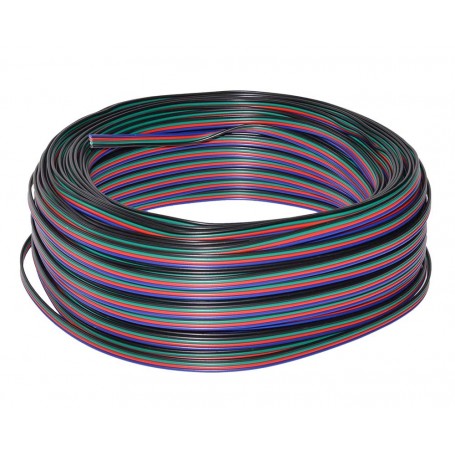 Cablu alimentare banda RGB 4 fire, rola 50m, fire codificate cromatic negru rosu verde albastru