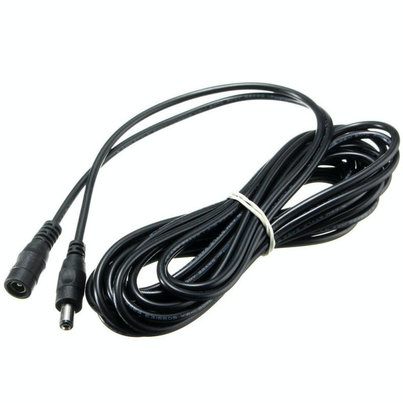 Cablu extensie DC 2,1x5,5mm tata-mama 3m, conductor 22AWG 300V, negru, pentru benzi LED si camere
