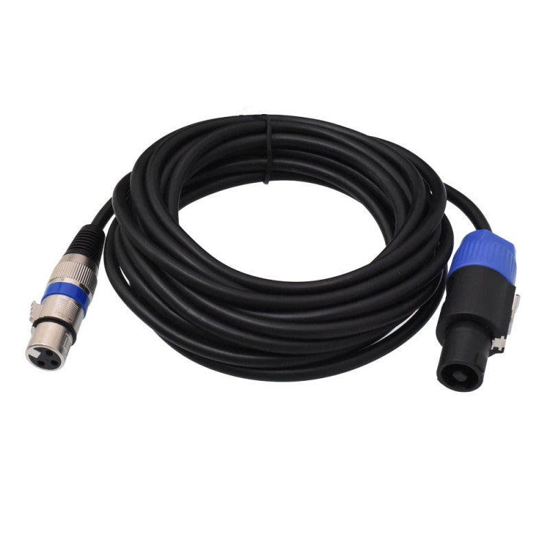 Cablu audio XLR mama la Speakon tata, lungime 5m, manta cauciuc flexibil, conector cu blocare prin clema