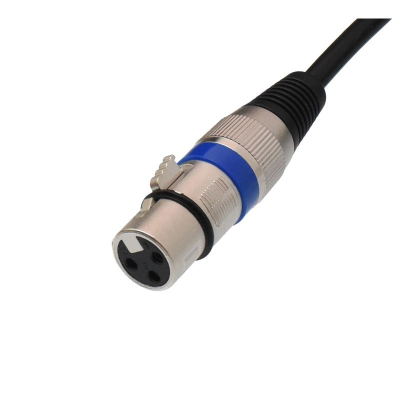 Conector XLR mama 3 pini filetat cu inel de retentie, detaliu cablu audio pentru amplificatoare