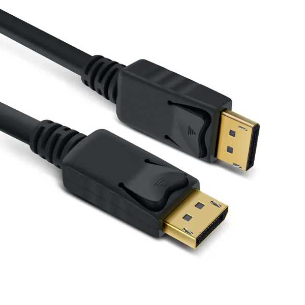 Cablu DisplayPort cu mufe aurite si sistem de prindere cu clips, vedere detaliata a conectorilor