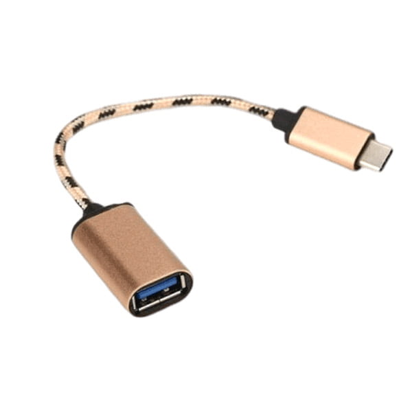 Cablu OTG Type-C la USB-A mama, 15 cm, cablu textil impletit auriu, transfer USB 3.0