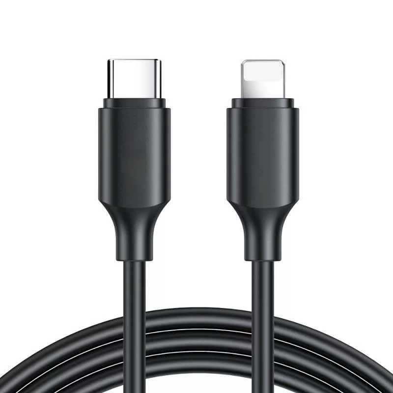 Cablu USB-C la Lightning 27W PD, lungime 1.5m, negru, pentru incarcare rapida iPhone si iPad