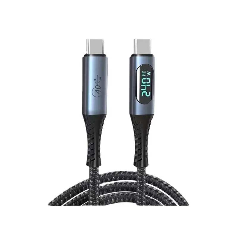 Cablu USB-C 4.0 cu display LED 240W si 40Gbps, invelis textil impletit, conectori aluminiu
