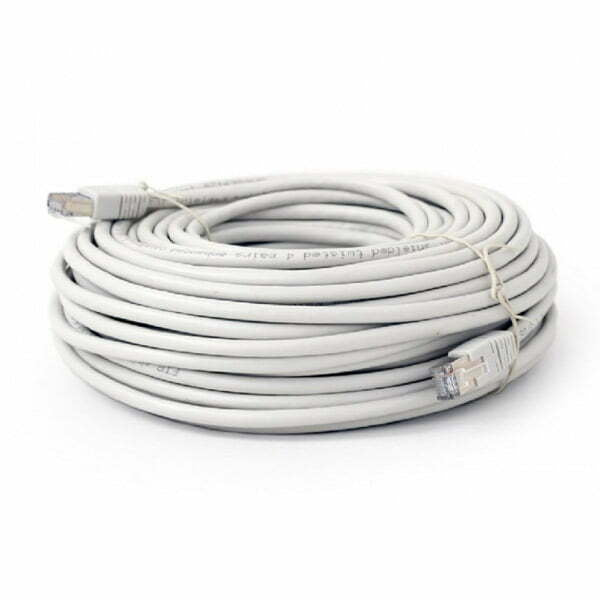 Cablu UTP patchcord CAT5e 30m cu mufe RJ45, 4 perechi rasucite, compatibil 1 Gbps, rulate in colac