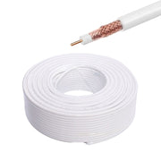 Cablu coaxial RG6U 75 Ohm cupru 1,15mm, rola 100m, manta alba PVC, ecranaj tresa cupru