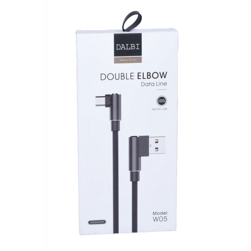 Cablu USB-microUSB double elbow 1m, ambalaj original, compatibil incarcare rapida 2.1A